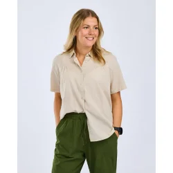 V�rnamo Hamp mix S/S Skjorte - H�rbeige