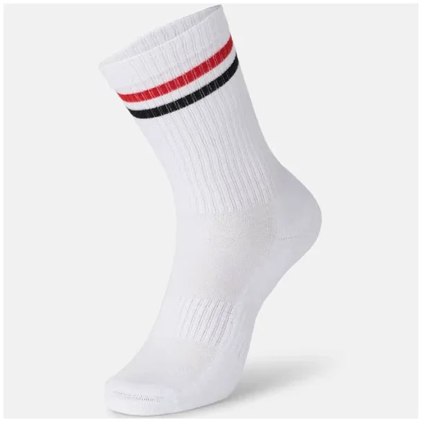 Bambus tennis str�mper - hvid med striber