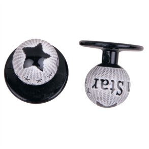 0328020 - kugleknopper sort med stjerne (12 stk.)