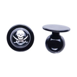0368020 - kugleknopper sort med pirat (12 stk.)