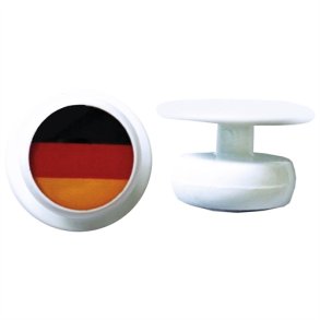0448010- kugleknopper hvid med Tyskland (12 stk.)