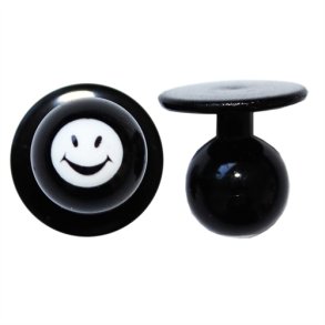 0518020 - kugleknopper sort med glad smily (12 stk.)
