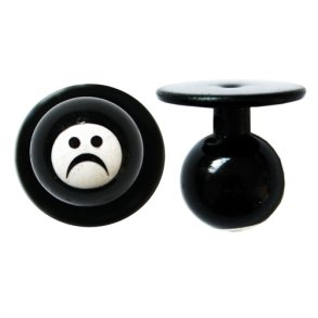 0528020 - kugleknopper sort med sur smily (12 stk.)