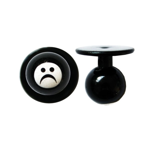 0528020 - kugleknopper sort med sur smily (12 stk.)