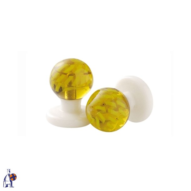 0892367- kugleknopper i glas med gulklar (12 stk.)