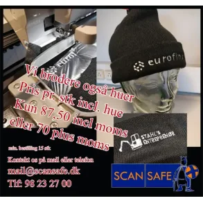 Sort hue med Broderi min. 15 stk.