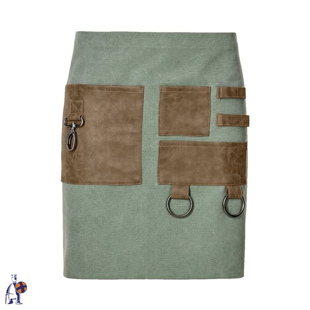 156 - Forbindsl�rred, med lommer og karabinhage, B 80 x L45 cm. flaskegr�n 