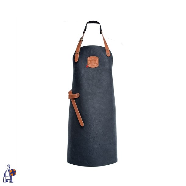 161 - Rustik forkl�de, nappa l�der, B 60 x L 82 cm. sort