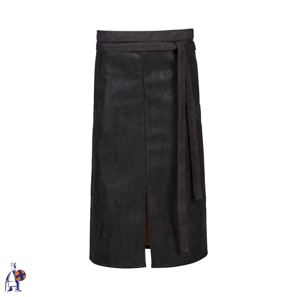 173 - Bistroforkl�de i l�derlook med slids, B 100 x L 75 cm. sort