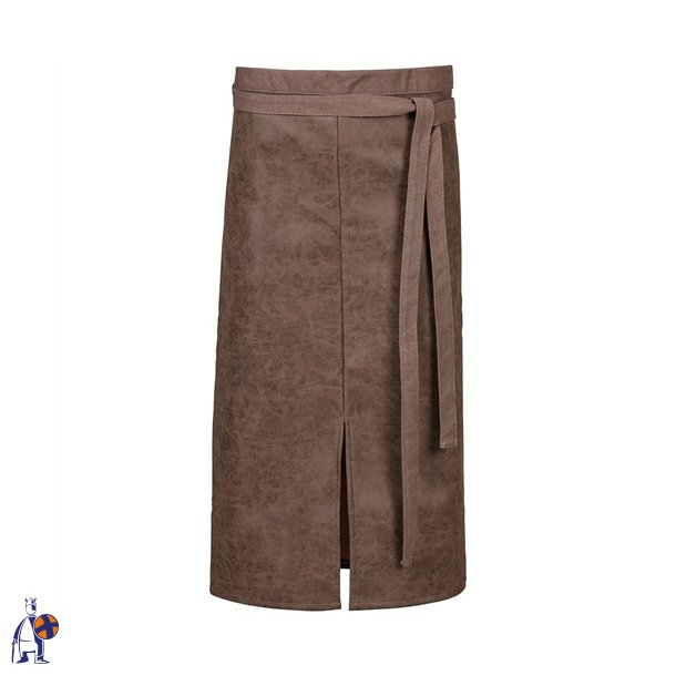 173 - Bistroforkl�de i l�derlook med slids, B 100 x L 75 cm. toffee