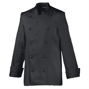 214 - Kokkejakke til kvinder, langrmet, skrddersyet Sort