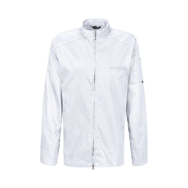 223 - Langrmet kokkejakke, 2-vejs lynls hvid