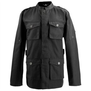 226 - Kokkejakke i parka-stil, langrmet, trykknapper sort