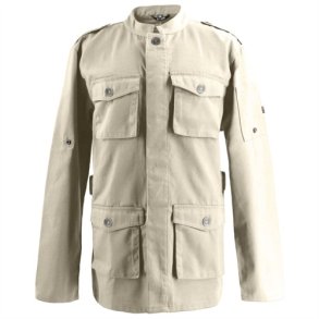 226 - Kokkejakke i parka-stil, langrmet, trykknapper sand