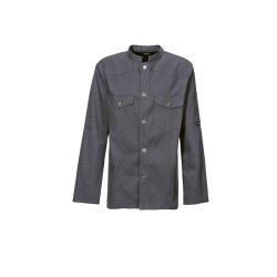 227 - Kokkejakke i Westernstyle, langrmet, trykknapper grafit