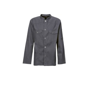 227 - Kokkejakke i Westernstyle, langrmet, trykknapper grafit