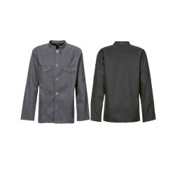 227 - Kokkejakke i Westernstyle, langrmet, trykknapper grafit