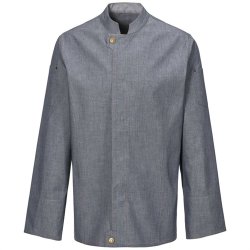 228 - Moderne kokkejakke, langrmet, denim, farve marinebl