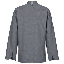 228 - Moderne kokkejakke, langrmet, denim, farve marinebl