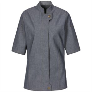 231 - Dame kokkejakke moderne, kortrmet, denim, farve marinebl