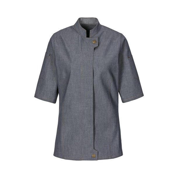 231 - Dame kokkejakke moderne, kortærmet, denim, farve marineblå
