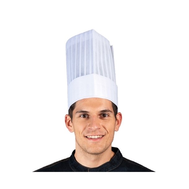 2665810 - Engangskokkehue af papir, flad, B 28 x H 25 cm hvid