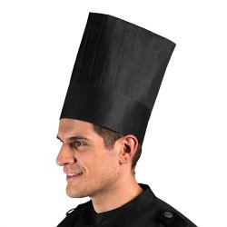 265 - Engangskokkehue af papir, flad, B 28 x H 30 cm sort