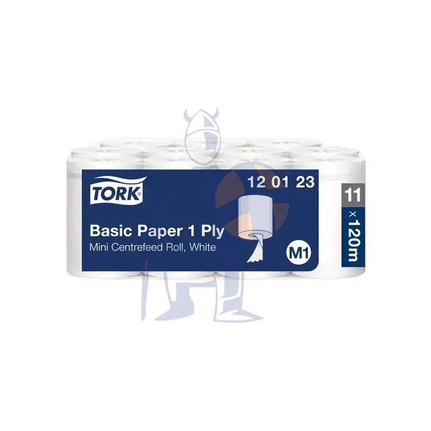 Aft�rringspapir Tork M1 120123 Basic Mini 120123 hvid 120 meter - 11 ruller