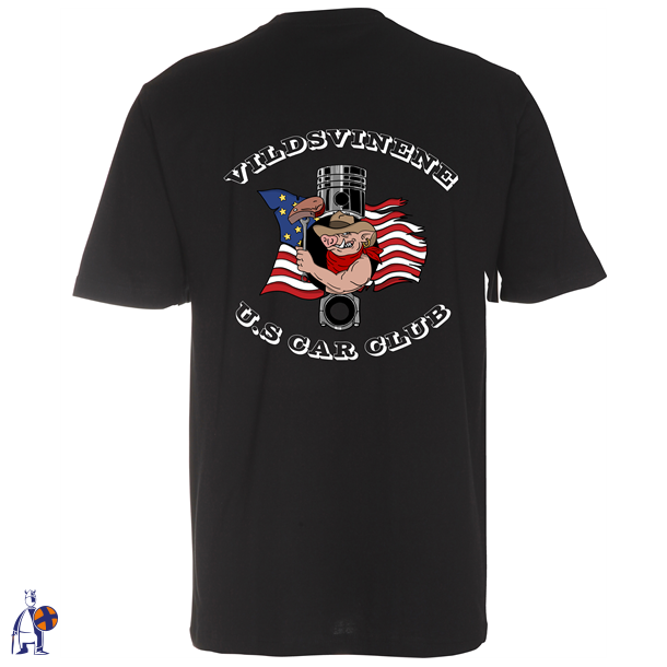 St 101sort t-shirt med svinetryk