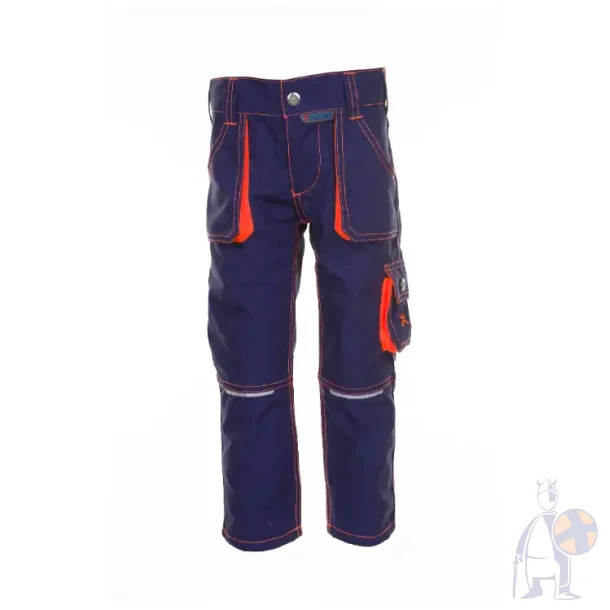 6111 B�rne arbejdsbukser, marinebl�/orange