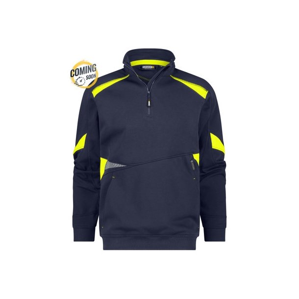 300521 DASSY® ARATU sweatshirt - Midnats blå/Fluo gul