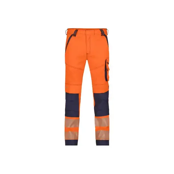 201063 DASSY ® ARUBA strækbare arbejdsbukser med høj synlighed med knælommer orange og blå