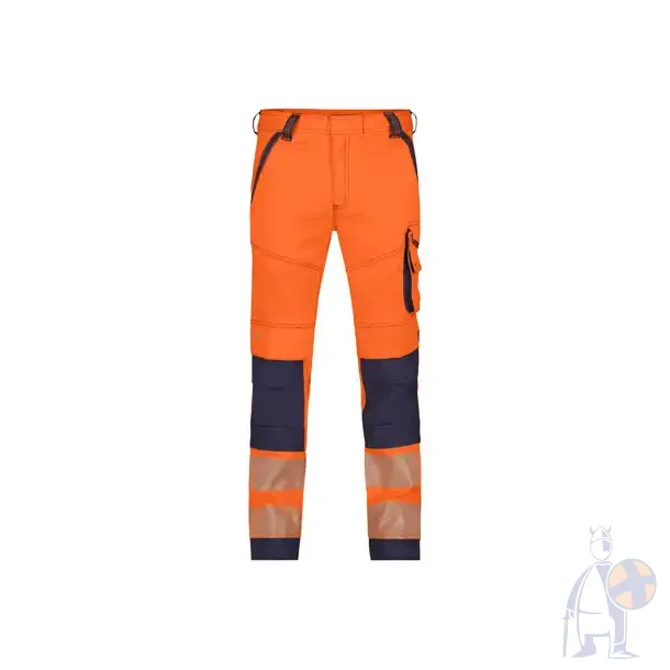 201063 DASSY � ARUBA str�kbare arbejdsbukser med h�j synlighed med kn�lommer orange og bl�