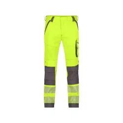 201063 DASSY  ARUBA strkbare arbejdsbukser med hj synlighed med knlommer gul og gr 