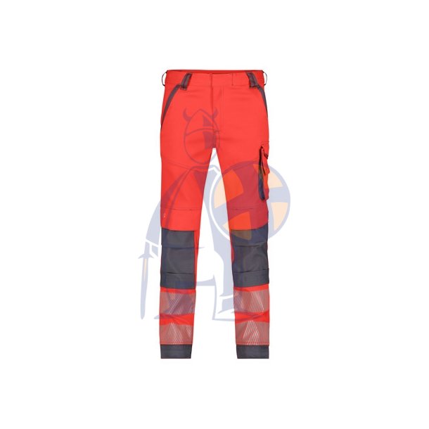 201063 DASSY � ARUBA str�kbare arbejdsbukser med h�j synlighed med kn�lommer r�d og gr�