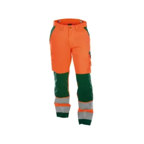 DASSY BUFFALO (200431) HIGH VISIBILITY WORK TROUSERS WITH KNEE POCKETS orange og grn 