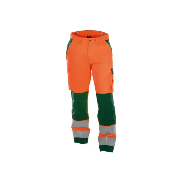 DASSY® BUFFALO (200431) HIGH VISIBILITY WORK TROUSERS WITH KNEE POCKETS orange og grøn 