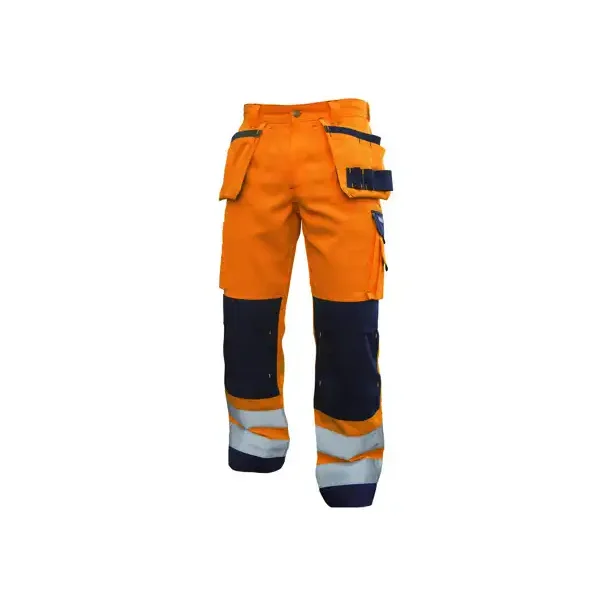 Dassy® Glasgow high visibility arbejdsbukser med hylsterlommer og knælommer orange og blå