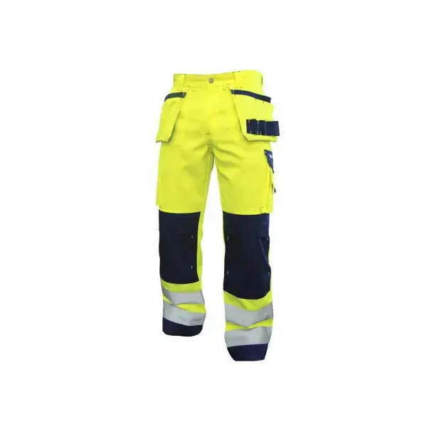 Dassy® Glasgow high visibility arbejdsbukser med hylsterlommer og knælommer gul og blå