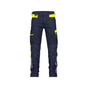 201099 Dassy Hong Kong arbejdsbukser med stretch midnatsbl - gul flour