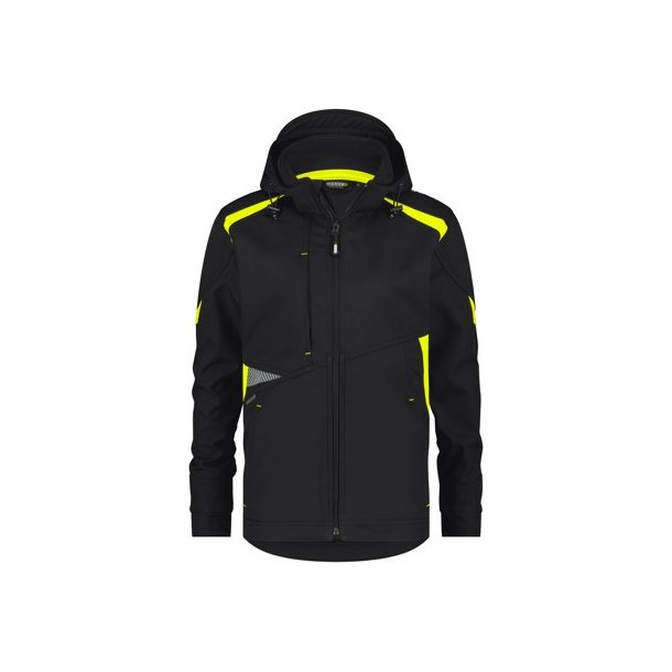 300547 Dassy Kalama dame softshell jakke sort - flour gul