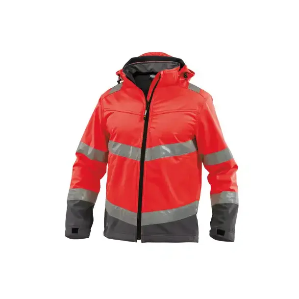 DASSY ® MALAGA (300329) SOFTSHELLJAKKE MED HØJ SYNLIGHED sort og rød