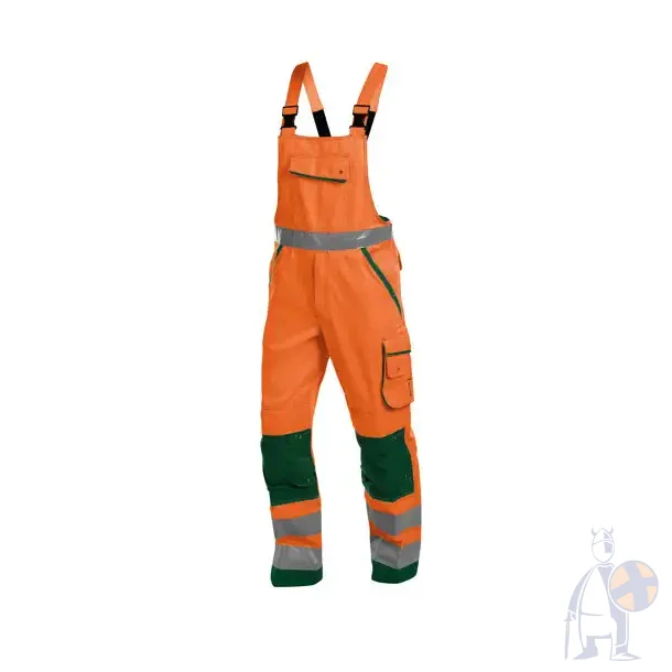DASSY � MALMEDY (400156) OVERALL MED H�J SYNLIGHED MED KN�LOMMER orange og gr�n 