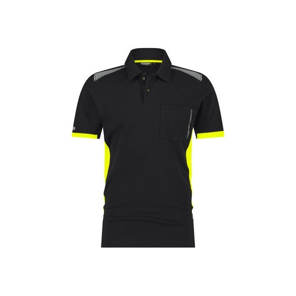 710071 Dassy Veracruz dame polo t-shirt midnatsblå flour gul