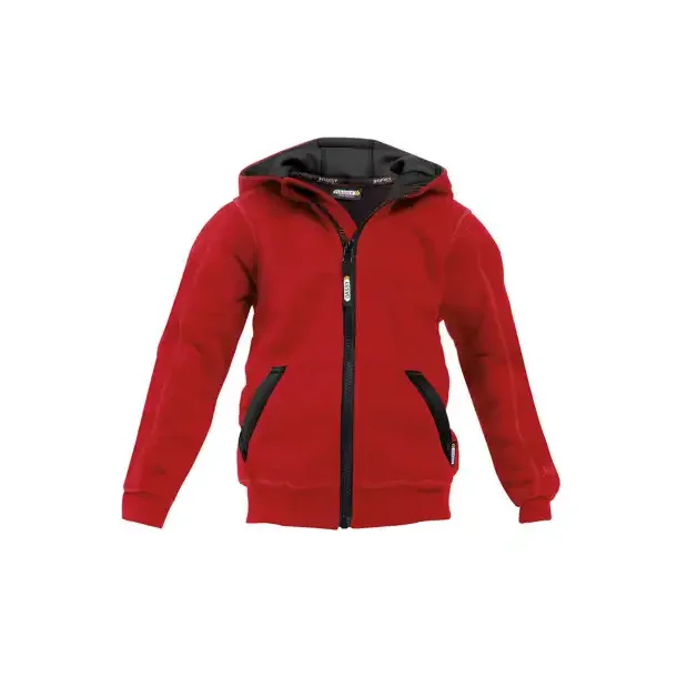 Dassy ® Watson Kids sweatshirt med hætte og lynlås, rød og sort 