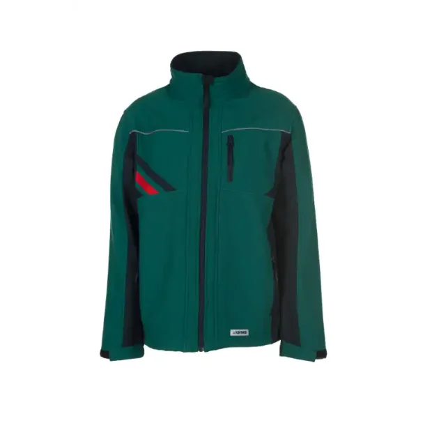 2385  Highline Softshell jakke - grøn/sort/rød