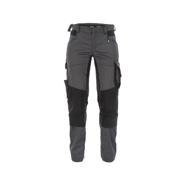 Dassy  Dynax damearbejdsbukser med stretch og knlommer Gr/sort