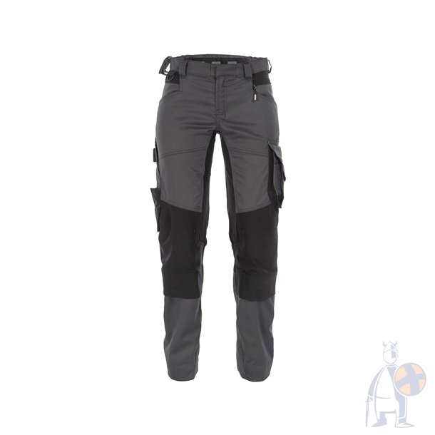 Dassy � Dynax damearbejdsbukser med stretch og kn�lommer Gr�/sort