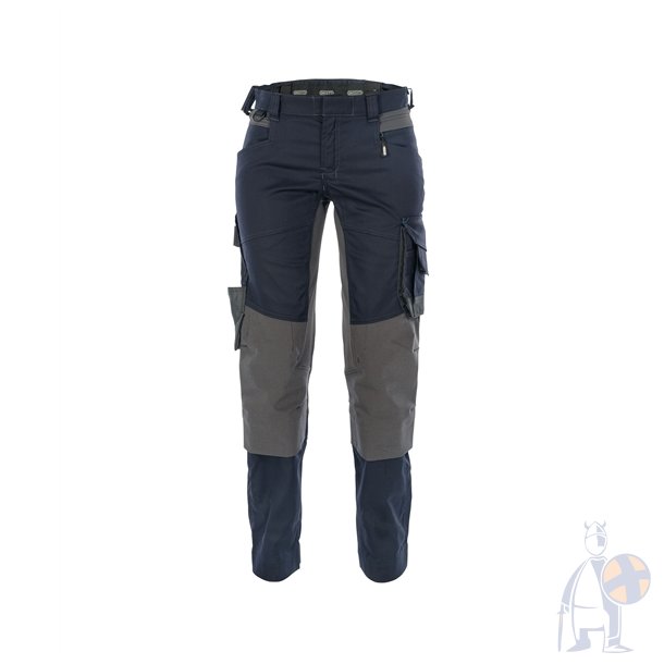 Dassy � Dynax dameatbejdsbukser med stretch og kn�lommer midnatsbl�/gr�