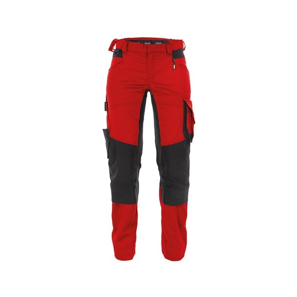 Dassy  Dynax Damearbejdbukser med stretch og knlommer Rd/sort
